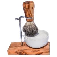 Shaving brush holder with shaving soap